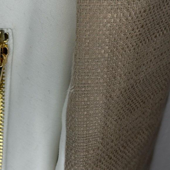 CALVIN Klein ecru tan blazer linen blend jacket gold hardware neutral  size 10 - Picture 8 of 9